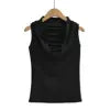 Women 2024 Summer New Fashion One-word Swing Collar Vest Base Shirt Retro Casual Chic Female Tee Shirt Tops Mujer