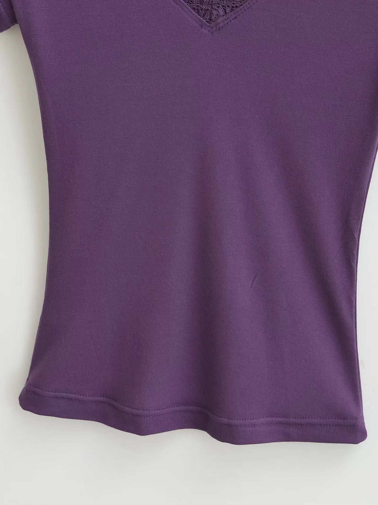 Women 2024 Summer New Fashion V-Neck Lace T-Shirt Vintage Slim-Fit Casual Chic Female Tee Shirt Tops Mujer