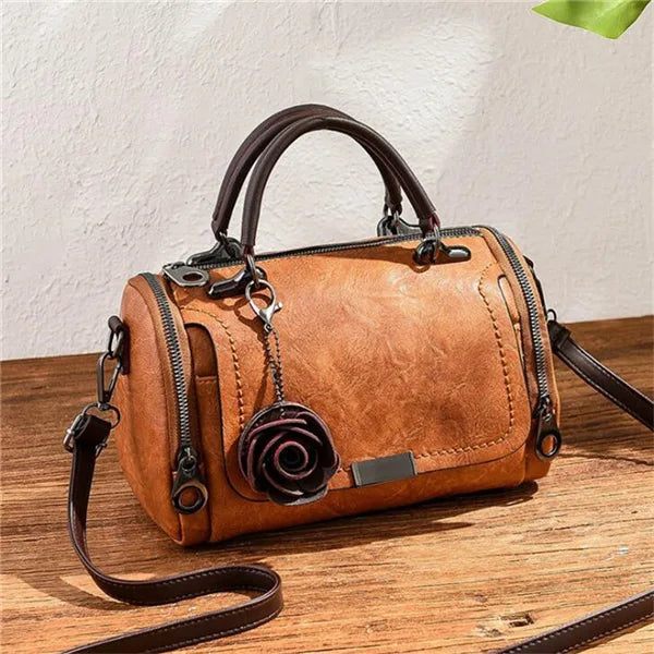Fashion Women Shoulder Bag with Flower Pendant Ladies Totes Party Purse Boston Handbag Casual Female Messenger Crossbody Bags