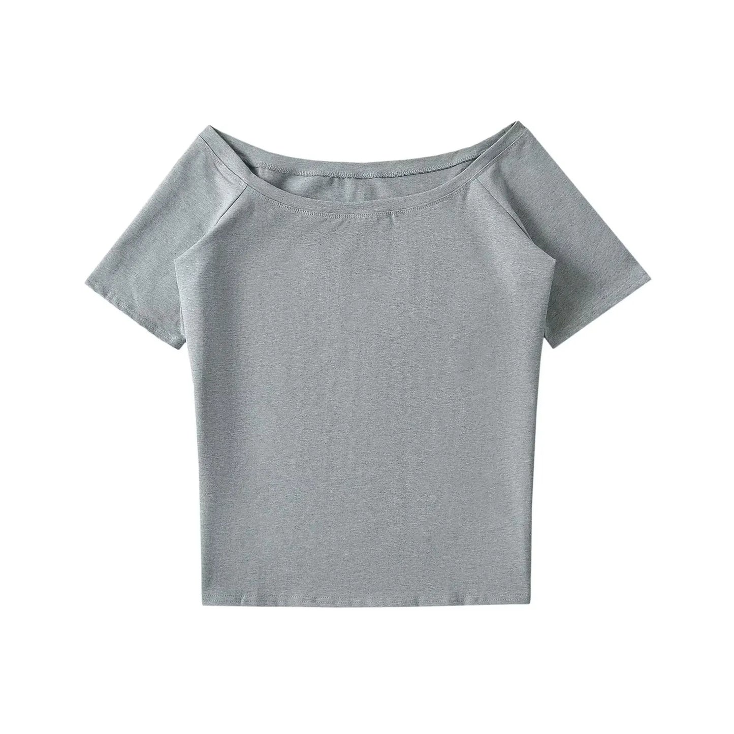 Women 2024 Summer New Fashion Loose Oblique Shoulder Off-shoulder Short Sleeve Retro Casual Chic Female Tee Shirt Tops Mujer