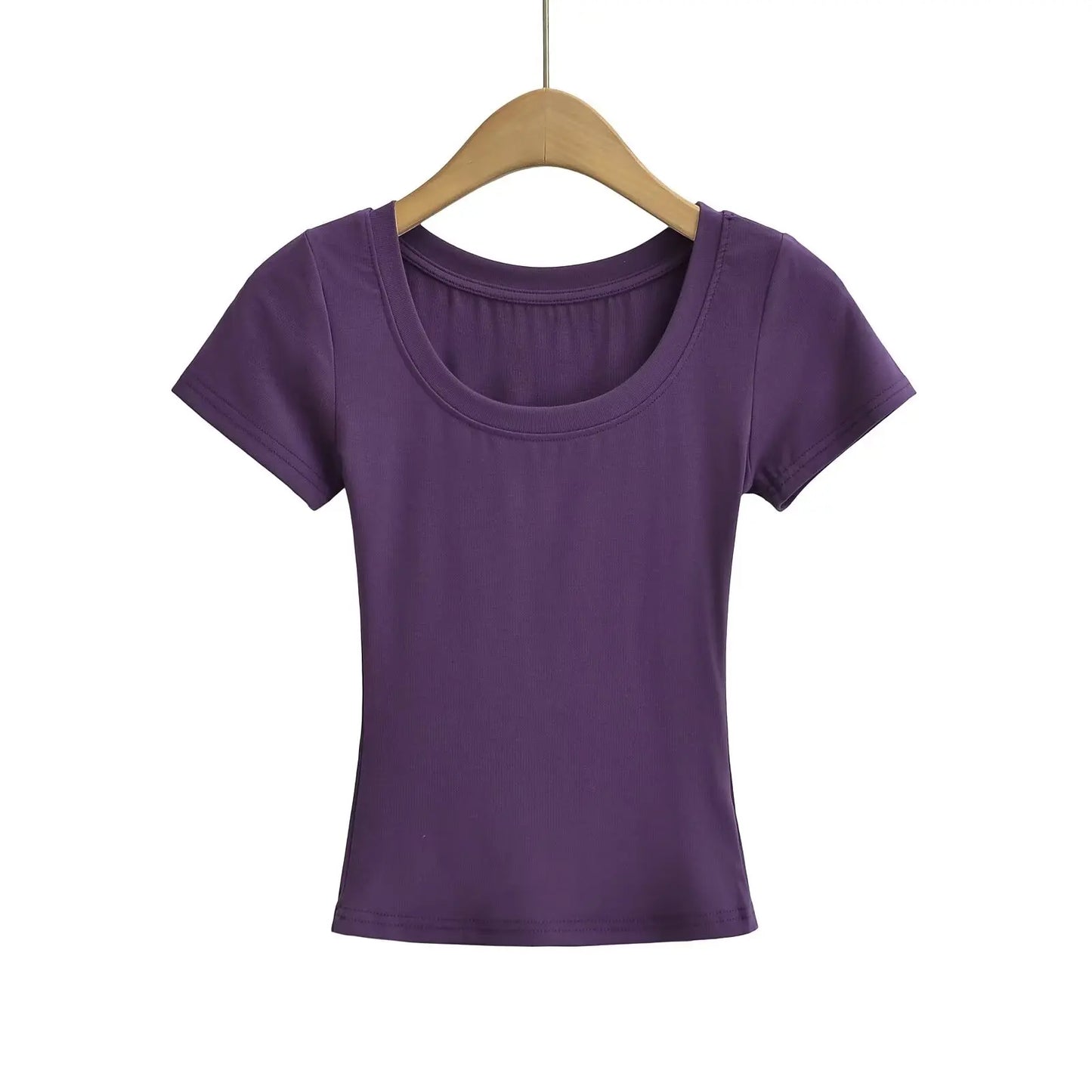 Women 2024 Summer New Fashion Flat T-Shirt Vintage Slim-Fit Casual Chic Female Tee Shirt Tops Mujer