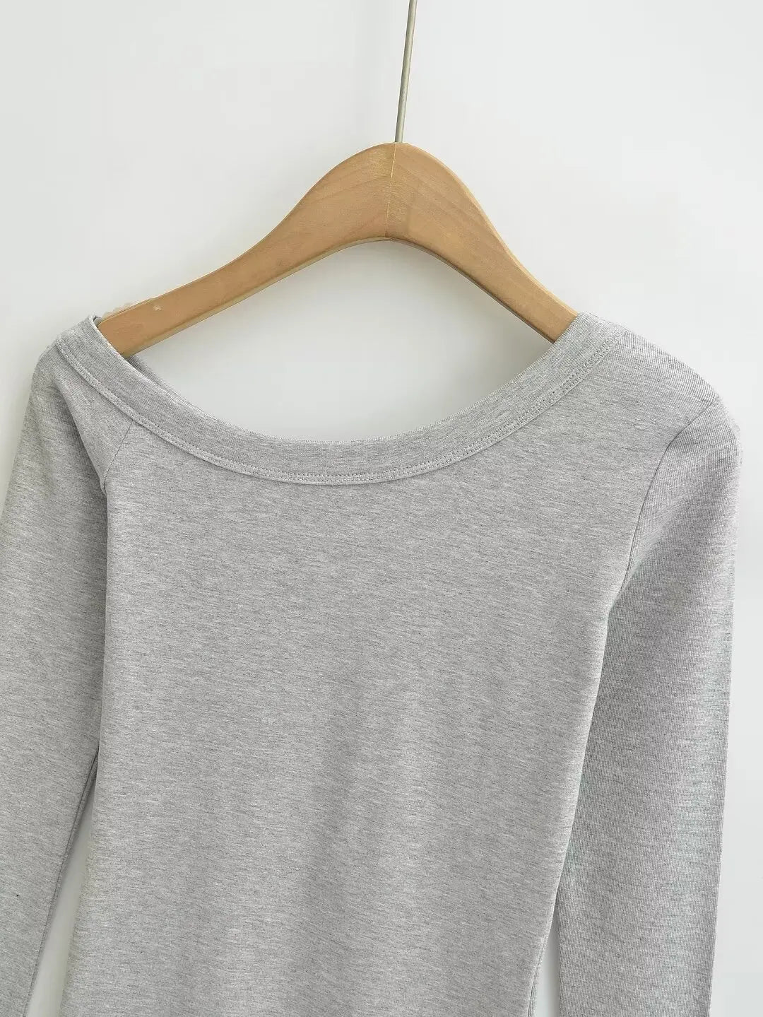 Women 2024 Summer New Fashion Asymmetric Shoulder Long Sleeve Base Shirt Vintage Casual Chic Female Tee Shirt Tops Mujer