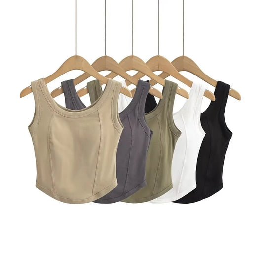 Women 2024 Summer New Fashion Fish Bones Tank Tops Vintage Slim-Fit Casual Female Camis Chic Tops