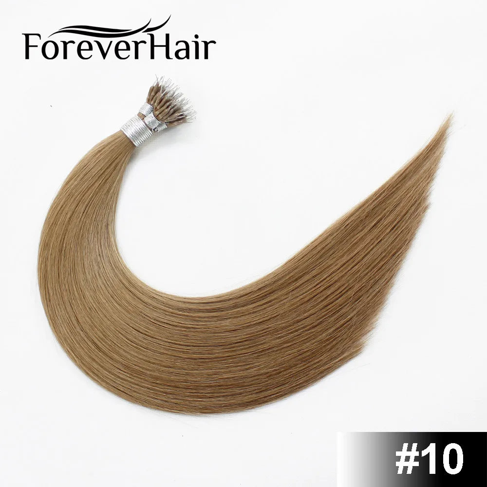 FOREVER HAIR 100% Real Remy Nano Ring Human Hair Extensions 1g/s 16" 18" 20" Keratin Straight Blonde Micro Beads Hair 50g/pack