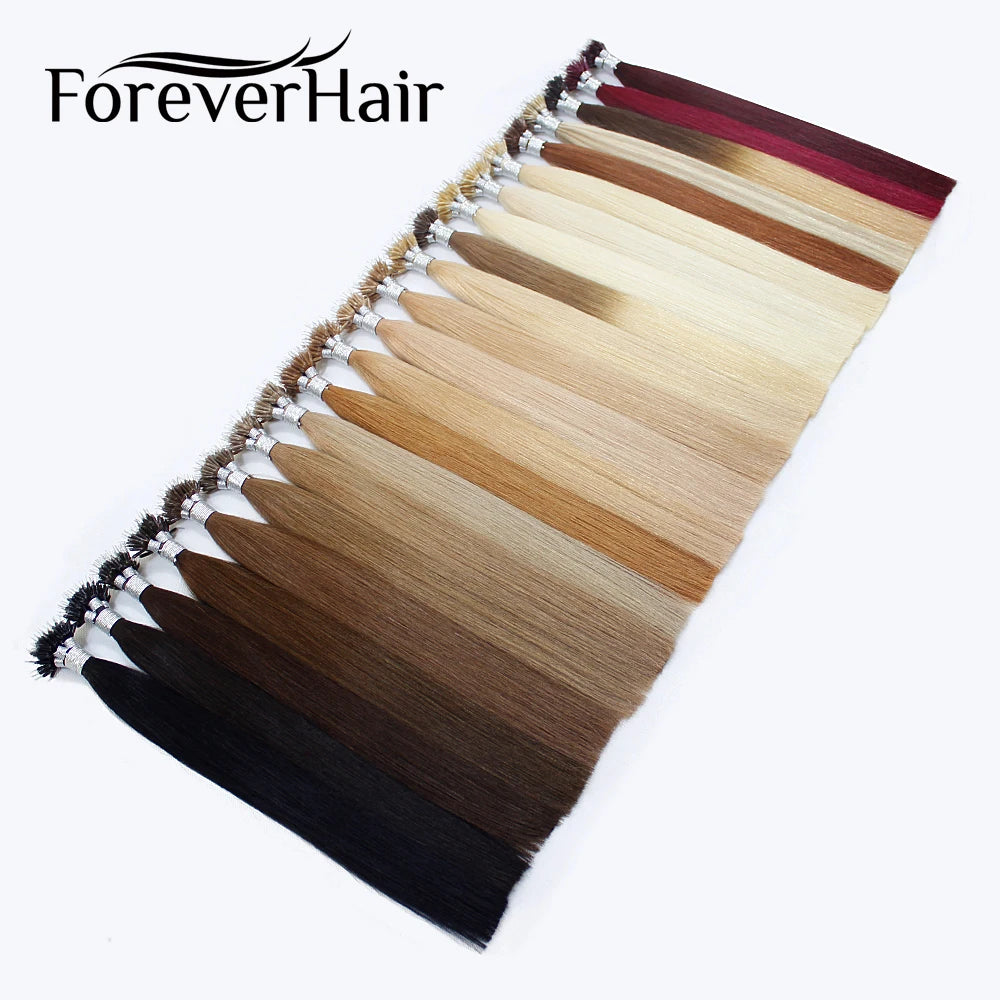 FOREVER HAIR 100% Real Remy Nano Ring Human Hair Extensions 1g/s 16" 18" 20" Keratin Straight Blonde Micro Beads Hair 50g/pack