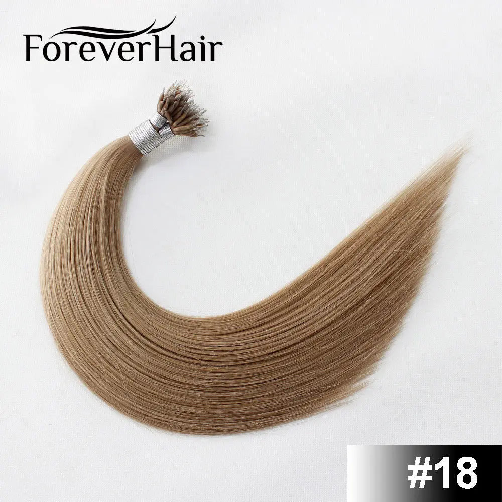 FOREVER HAIR 100% Real Remy Nano Ring Human Hair Extensions 1g/s 16" 18" 20" Keratin Straight Blonde Micro Beads Hair 50g/pack