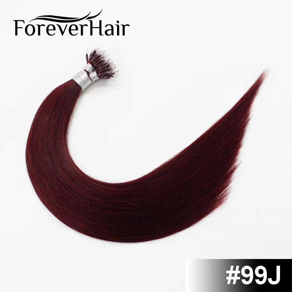 FOREVER HAIR 100% Real Remy Nano Ring Human Hair Extensions 1g/s 16" 18" 20" Keratin Straight Blonde Micro Beads Hair 50g/pack