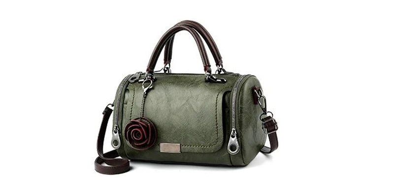 Fashion Women Shoulder Bag with Flower Pendant Ladies Totes Party Purse Boston Handbag Casual Female Messenger Crossbody Bags