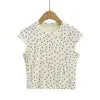 Women 2024 Summer New Fashion Polka Dot Crewneck Shoulder T-Shirt Retro Casual Chic Female Tee Shirt Tops Mujer