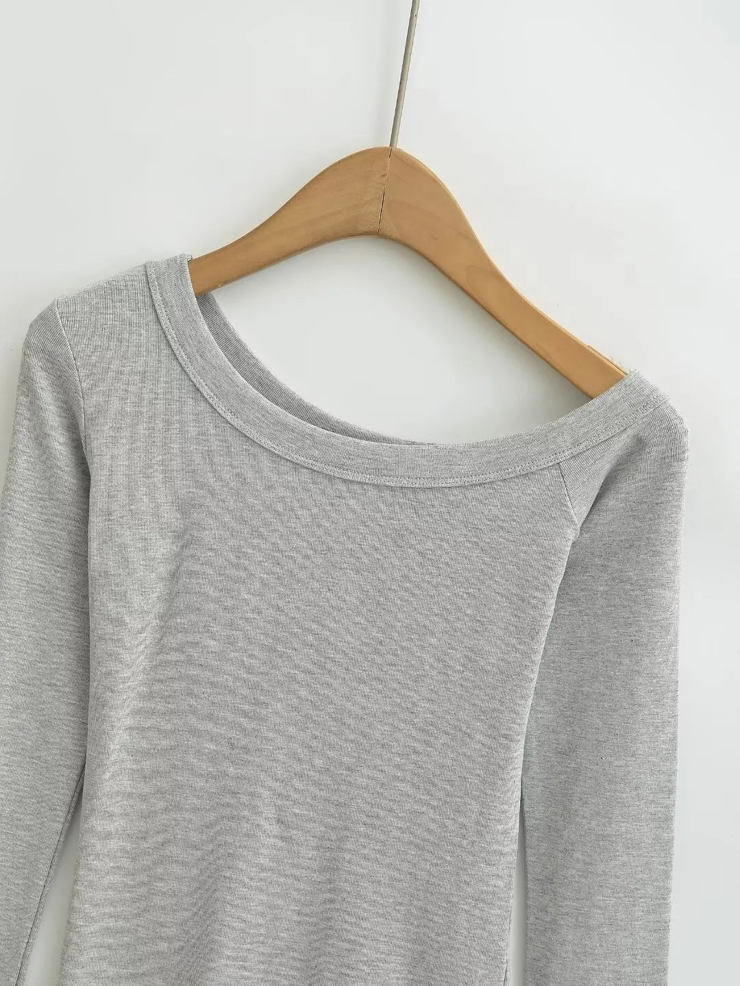 Women 2024 Summer New Fashion Asymmetric Shoulder Long Sleeve Base Shirt Vintage Casual Chic Female Tee Shirt Tops Mujer