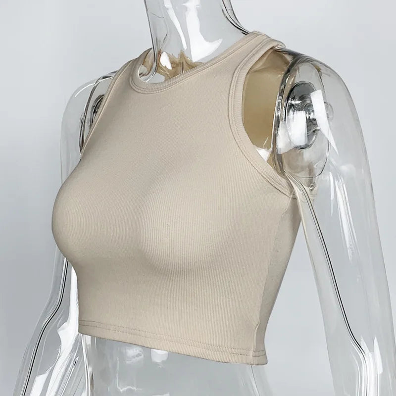 SBM New Solid Harajuku Korean Female Off Shoulder Knitted Khaki Summer Women Tops Tank Tops Sexy Crop Vest