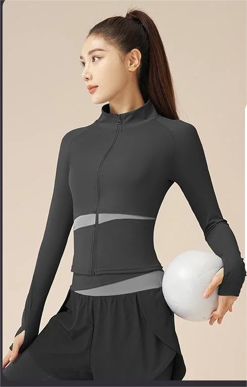 New Thin Women Zipper Tank Tops Yoga High-Neck Anti-UV Yoga Tops Fitness Breathable Yoga Tops