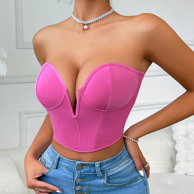 Y08123 Ultra Short Fashion Outerwear Top Jersey Fabric Inner Tube Tops Breathable Feature MOQ 1 Piece