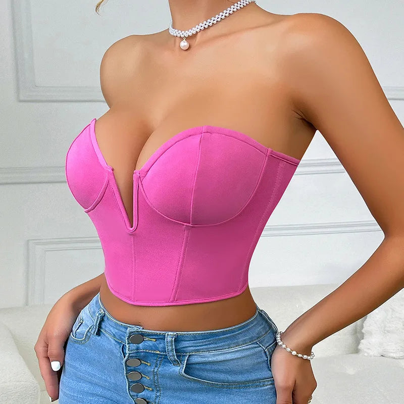 Y08123 Ultra Short Fashion Outerwear Top Jersey Fabric Inner Tube Tops Breathable Feature MOQ 1 Piece