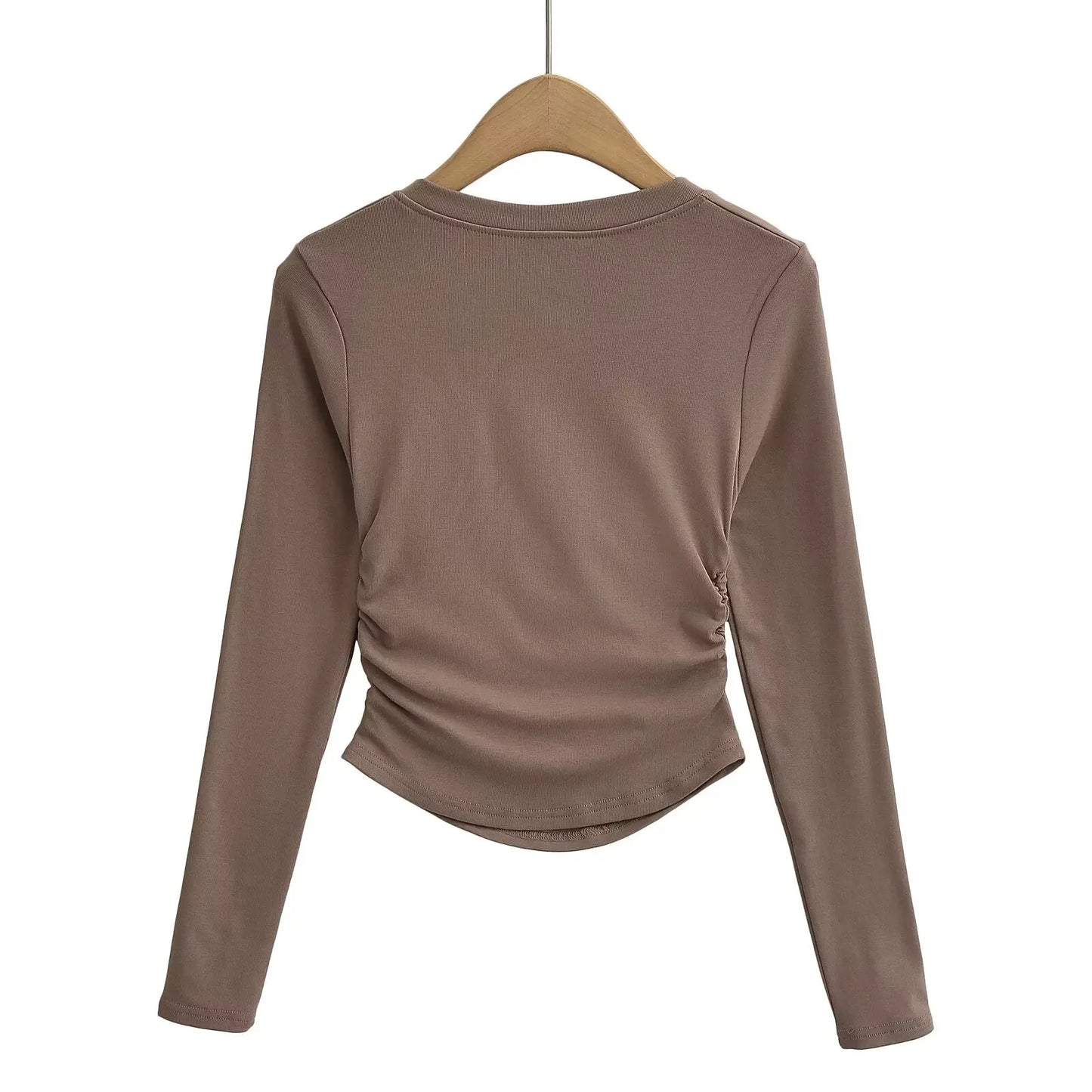 Women 2024 Summer New Fashion Fleece-lined Button Base Long Sleeve Top Retro Casual Chic Female Tee Shirt Tops Mujer