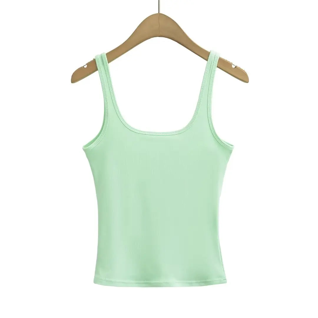 Women 2024 Summer New Fashion 2 Wear Neckline Sling Tank Tops Vintage Casual Female Camis Chic Tops