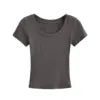 Women 2024 Summer New Fashion Flat T-Shirt Vintage Slim-Fit Casual Chic Female Tee Shirt Tops Mujer