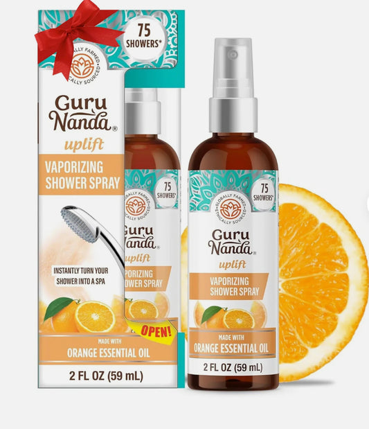 GuruNanda Uplift Vaporizing  Shower Spray, Natural Spa Mist & Room Spray with Orange & Eucalyptus to Help in Mood Enhancement & Congestion Aid, 2 fl oz