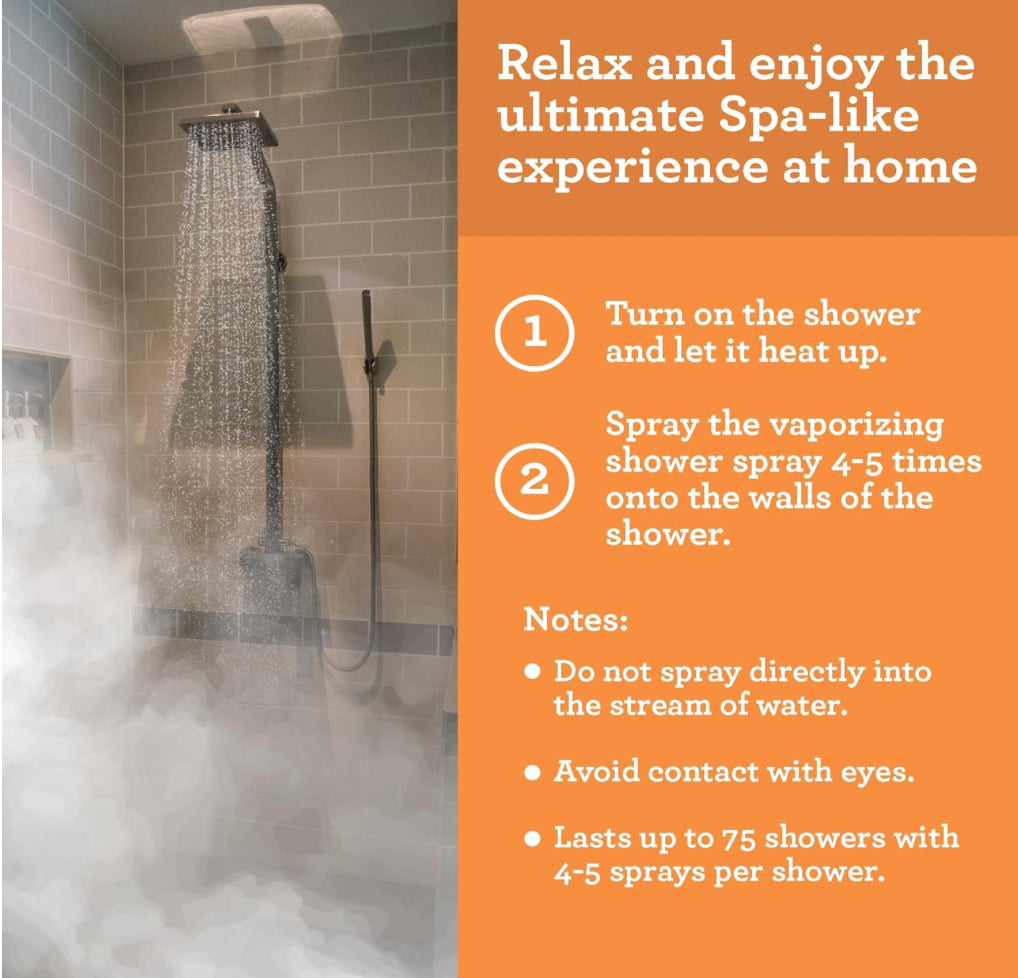 GuruNanda Uplift Vaporizing  Shower Spray, Natural Spa Mist & Room Spray with Orange & Eucalyptus to Help in Mood Enhancement & Congestion Aid, 2 fl oz