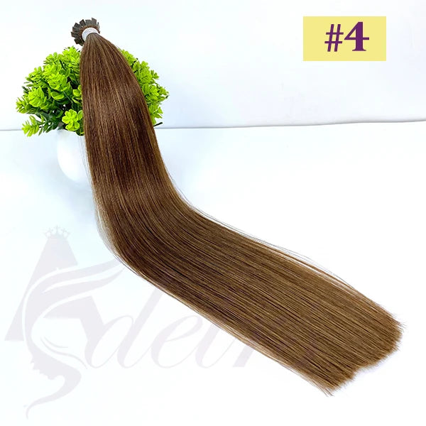 ADEIRS Flat Tip Hair Extensions 100% Real Human Hair Fusion Keratin Capsule Hair Extensions Brown Blonde Straight 1g/Strand