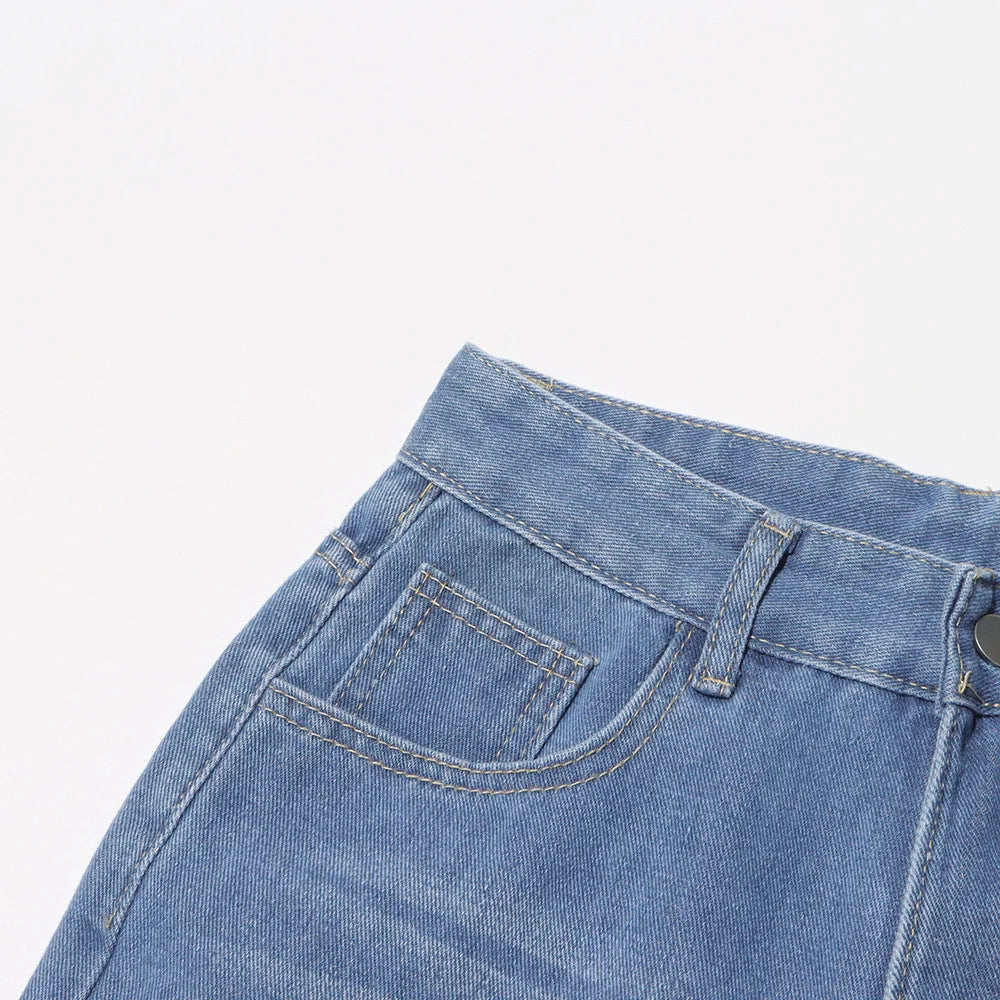 TWOTWINSTYLE Hollow Out Spliced Diamonds Loose Denim Pant For Women High Waist Patchwork Lace Casual Jeans Female Fashion Style