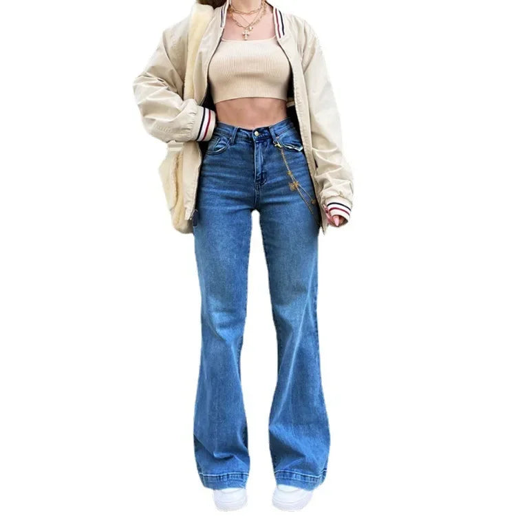 Jeans Women Straight Pants 2025 Streetwear Mid Waist Distressed Washed Mom Jenas Floor Length Vintage Basics Trousers Denim
