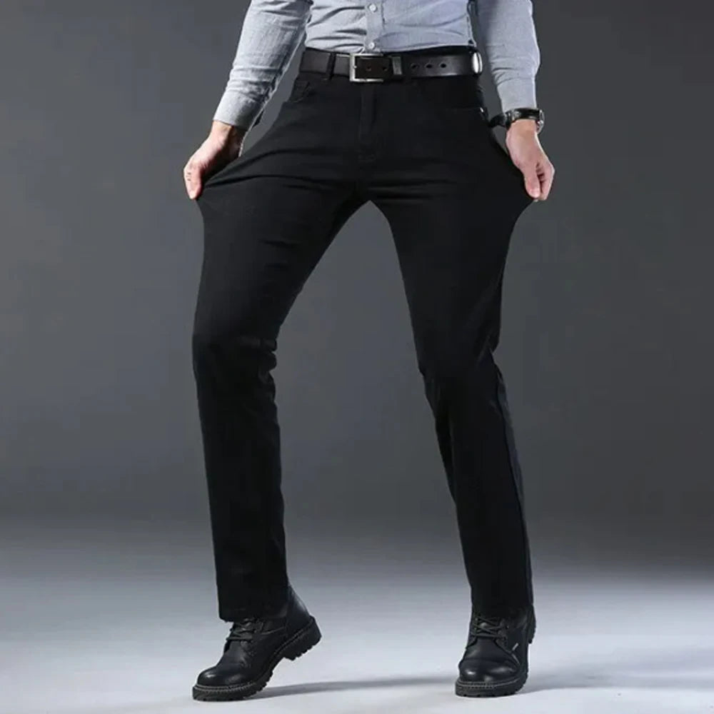 Wthinlee Spring Summer Business Jeans Men Light Blue Casual Straight Stretch Fashion Classic Work Denim Trousers Brand Clothing