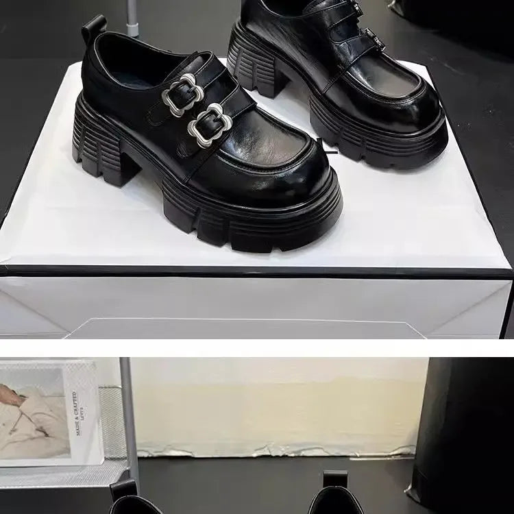 Shoes for Women  New Quality Women's Pumps Hot Sale Loafers Fashion Buckle Platform Leather Shoes Trend Versatile Zapatos