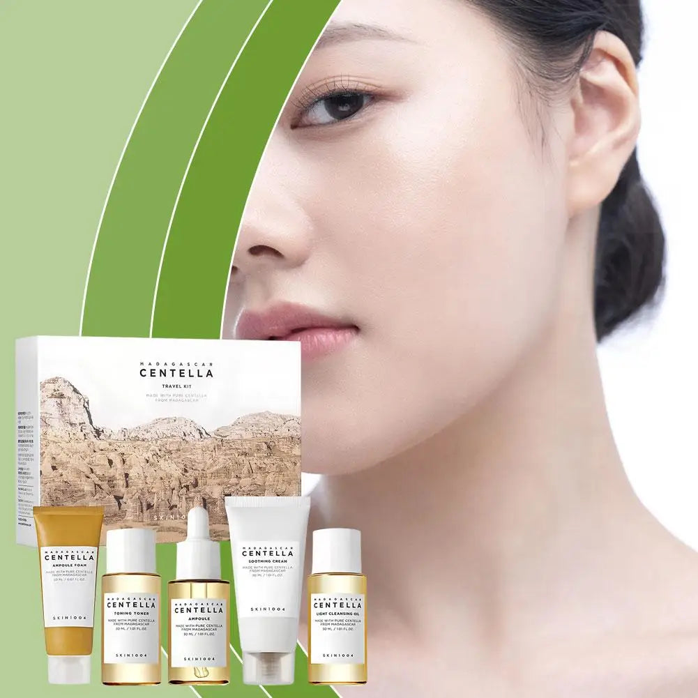 SKIN1004 Centella Asiatica Skin Care Set Moisturizing Toner & Cleanser & Ampoule Soothing Cream & Essence Toner & Essential Oil