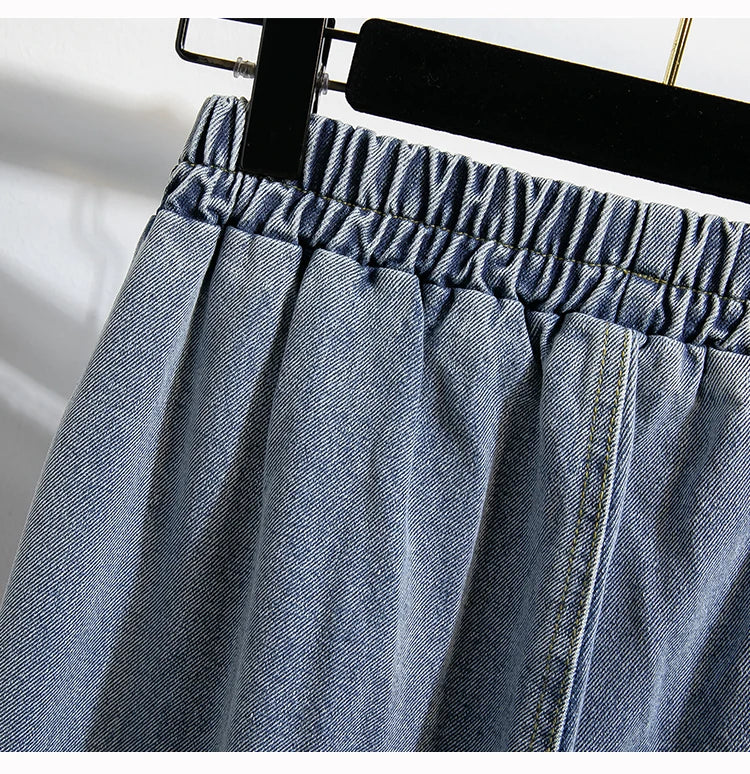 Plus Size Jeans For Women 2025 Autumn New Arrival High Elastic Waist Harem Denim Pants Korean Style Fashion Blue Jeans Woman