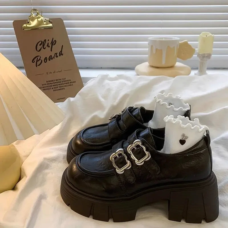 Shoes for Women  New Quality Women's Pumps Hot Sale Loafers Fashion Buckle Platform Leather Shoes Trend Versatile Zapatos