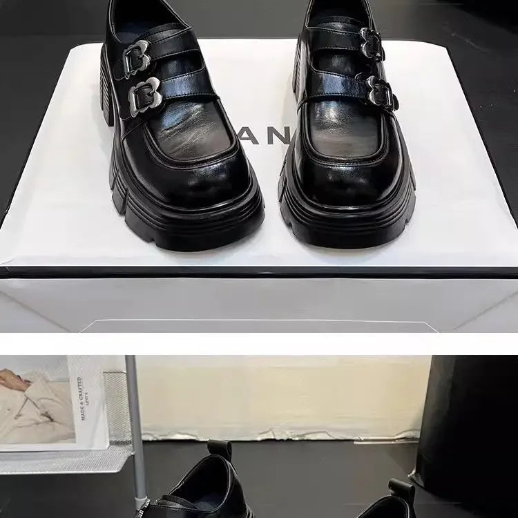 Shoes for Women  New Quality Women's Pumps Hot Sale Loafers Fashion Buckle Platform Leather Shoes Trend Versatile Zapatos