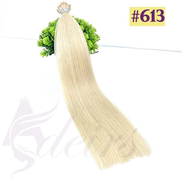 ADEIRS Flat Tip Hair Extensions 100% Real Human Hair Fusion Keratin Capsule Hair Extensions Brown Blonde Straight 1g/Strand