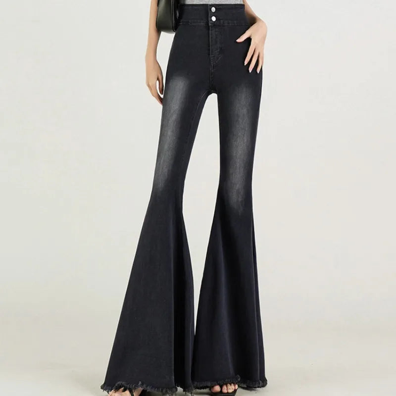 Skinny Jeans for Women Black Sexy Cool Girls Spring Summer Full Length Flare High Waist Do Old Casual Washed New Simple Design