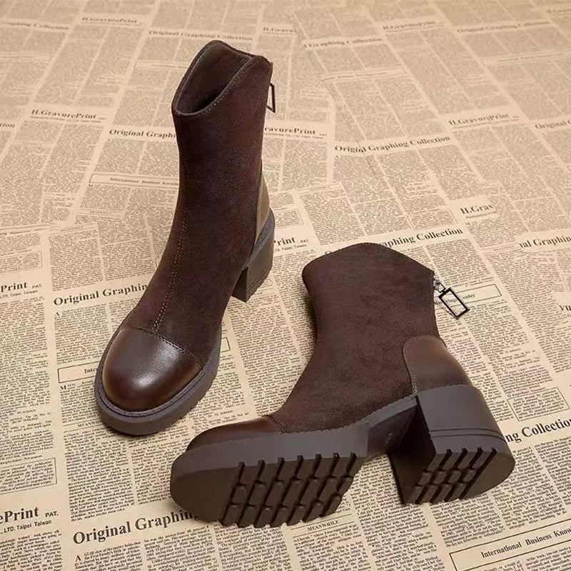 High Heels Ankle Boots for Women's Heeled Suede Designer Shoes 2025 Pumps Walking Winter Boots New Trend Fashion Mujer De Botas