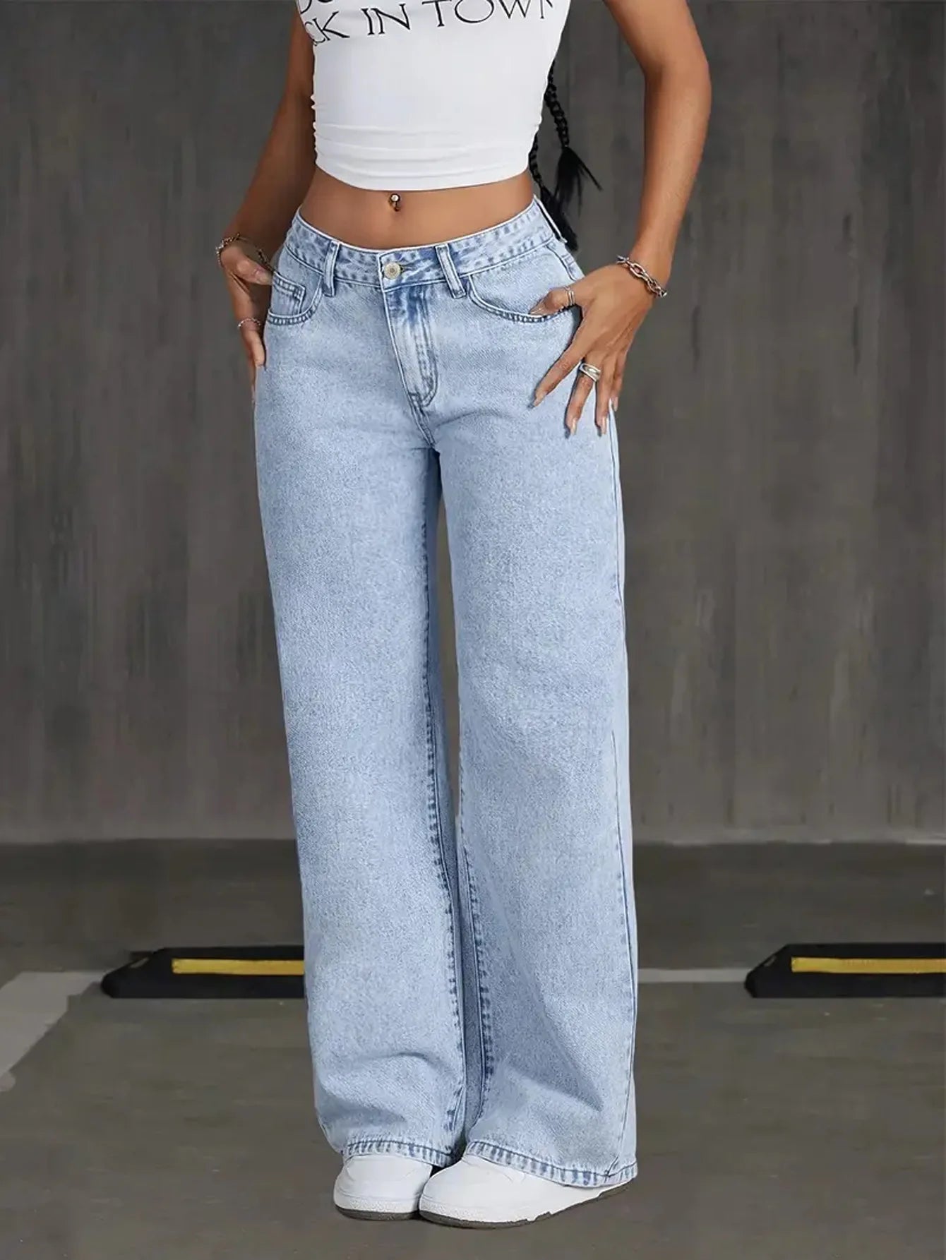 Women's Denim Wide-leg Pants Are Stylish, Simple, Slim, And Versatile With Multi-craft Design. Wide-leg Jeans Are New In Spring