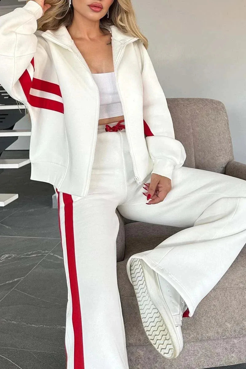 Women Two Piece Set Pants Sets Striped Jacket Matching Sets Y2k Tops Tracksuit Autumn Spring Long Pant Casual Outfit Suits 2025