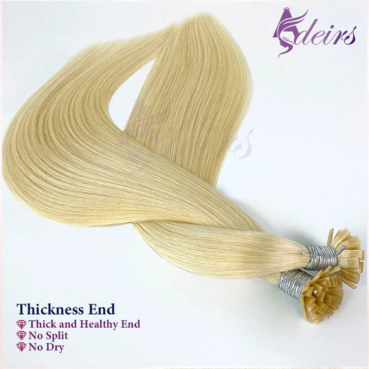 ADEIRS Flat Tip Hair Extensions 100% Real Human Hair Fusion Keratin Capsule Hair Extensions Brown Blonde Straight 1g/Strand
