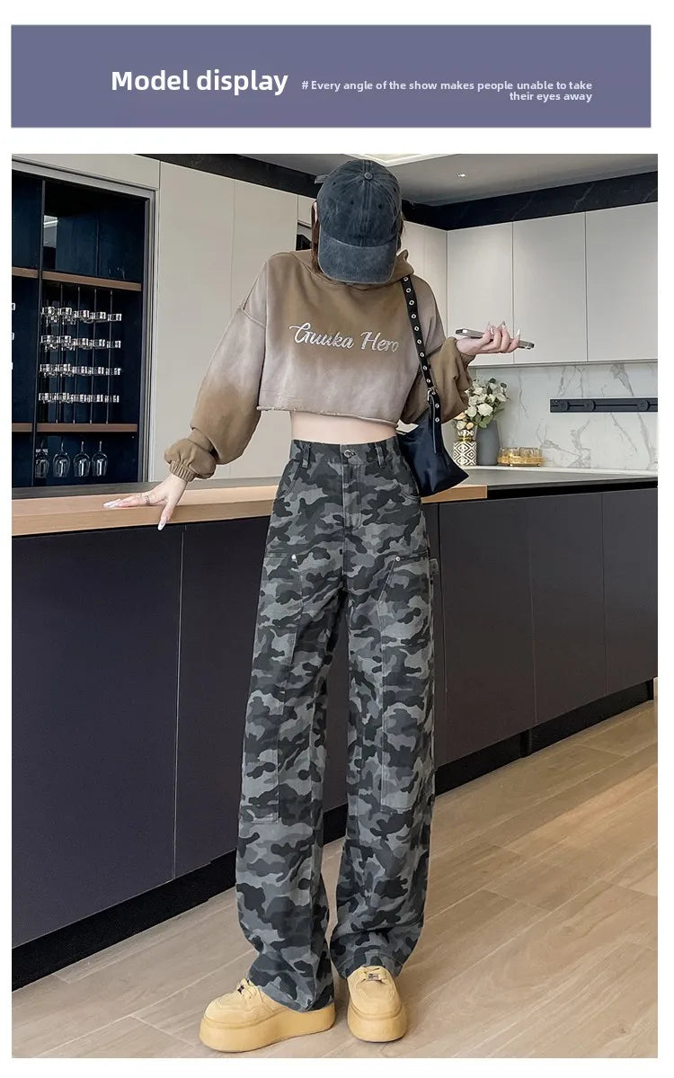 women's Denim Pants Old Washed Jeans Straight Casual Loose Wide Leg Trousers work pants New Fashion Female Clothing high waisted