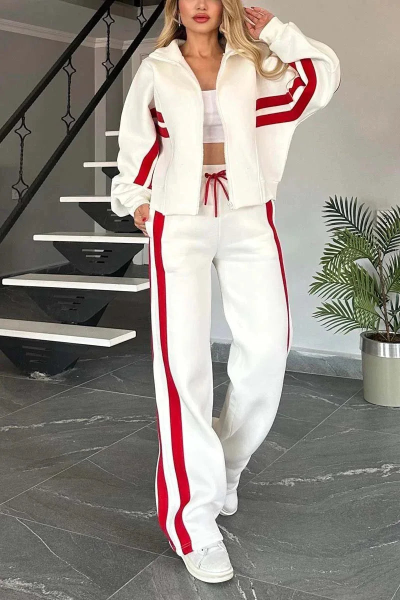 Women Two Piece Set Pants Sets Striped Jacket Matching Sets Y2k Tops Tracksuit Autumn Spring Long Pant Casual Outfit Suits 2025