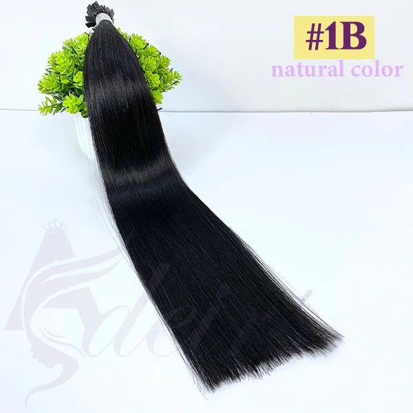ADEIRS Flat Tip Hair Extensions 100% Real Human Hair Fusion Keratin Capsule Hair Extensions Brown Blonde Straight 1g/Strand