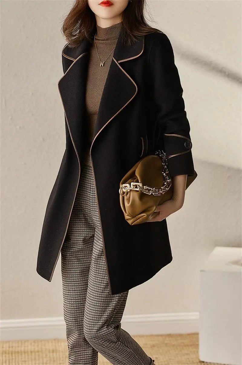 Loose Clothing Over Women's Blazers Long Female Coats and Jackets Black Jacket Dress Solid Overcoat New in Trench Coat Outerwear