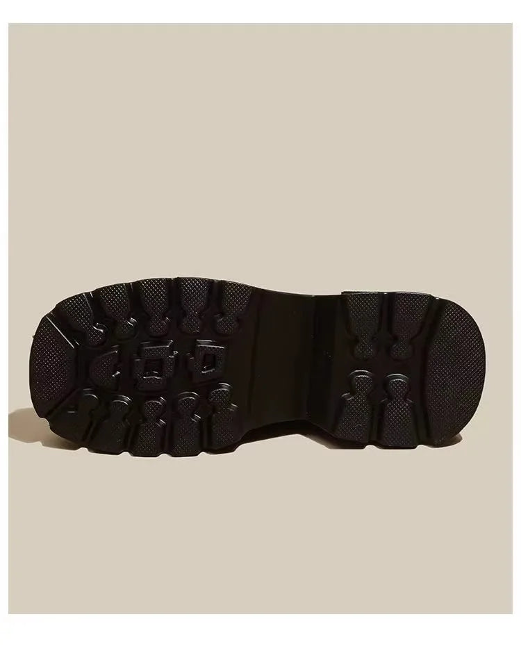 Black Shoes for Women Platform Boots Street Round Toe Ladies Shoes Non-slip Thick-soled Goth Boots Zapatos De Mujer