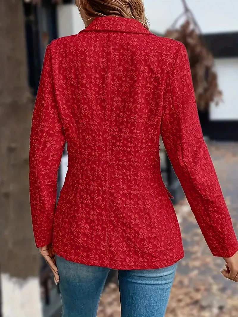 New Women's Blazers Spring Autumn Button Cardigan Jacket Fashion Commuter Office Solid Color Jacquard Elegant Simple Suit Top