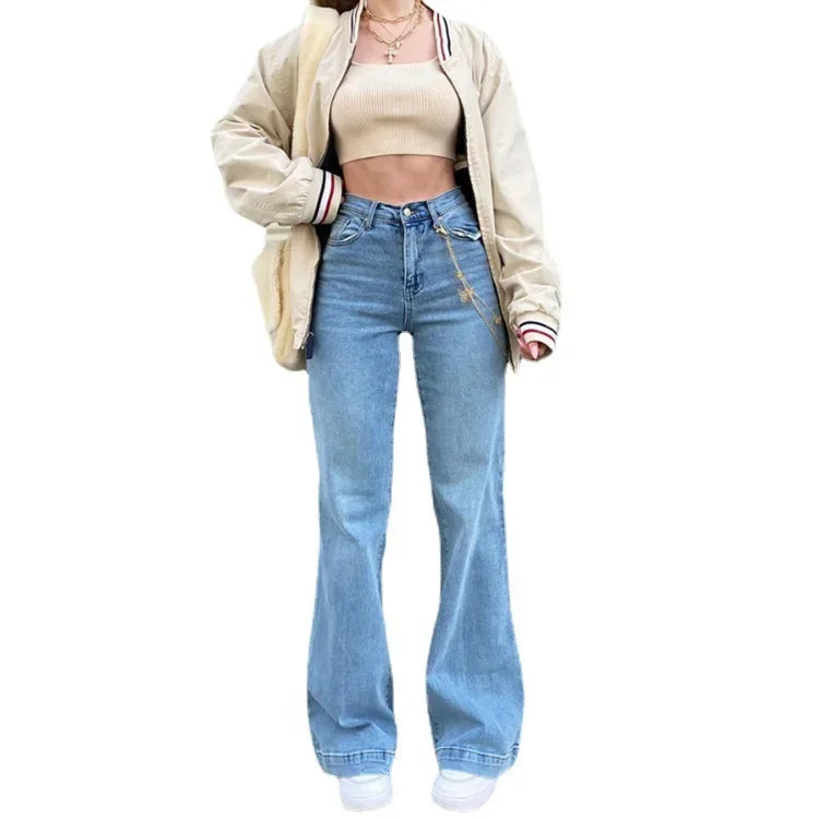 Jeans Women Straight Pants 2025 Streetwear Mid Waist Distressed Washed Mom Jenas Floor Length Vintage Basics Trousers Denim
