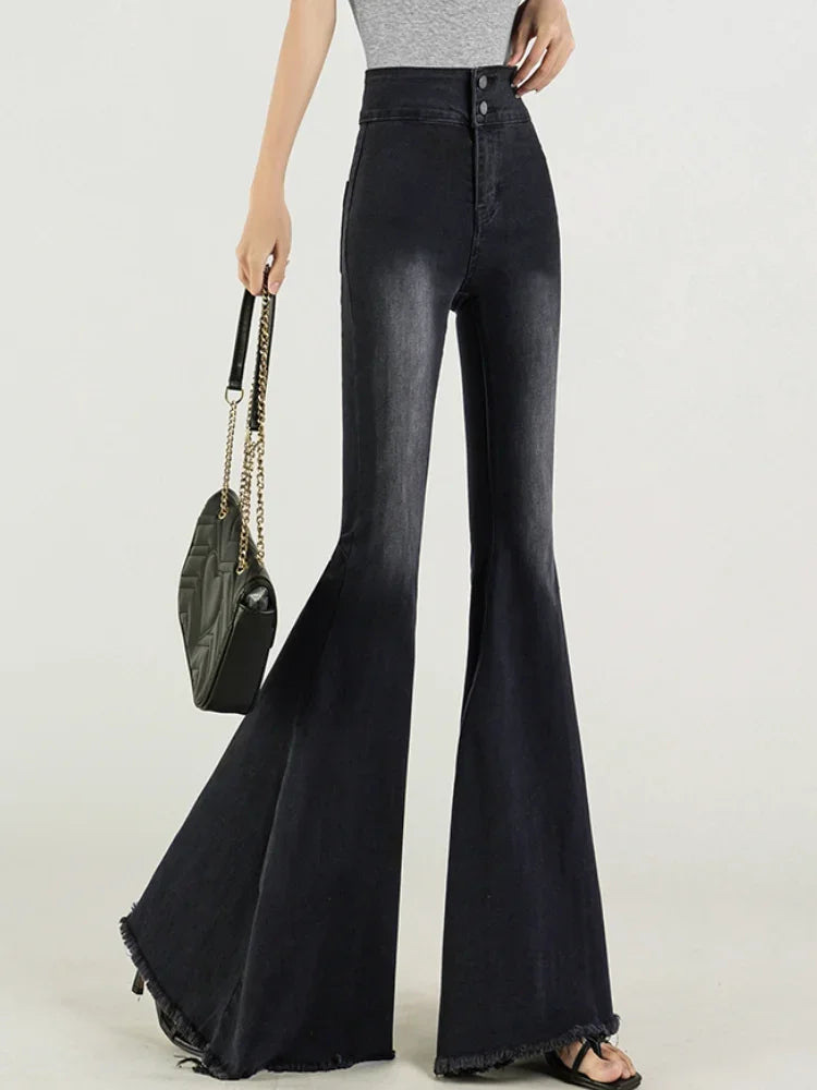 Skinny Jeans for Women Black Sexy Cool Girls Spring Summer Full Length Flare High Waist Do Old Casual Washed New Simple Design