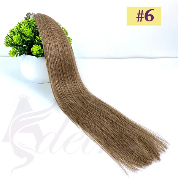 ADEIRS Flat Tip Hair Extensions 100% Real Human Hair Fusion Keratin Capsule Hair Extensions Brown Blonde Straight 1g/Strand