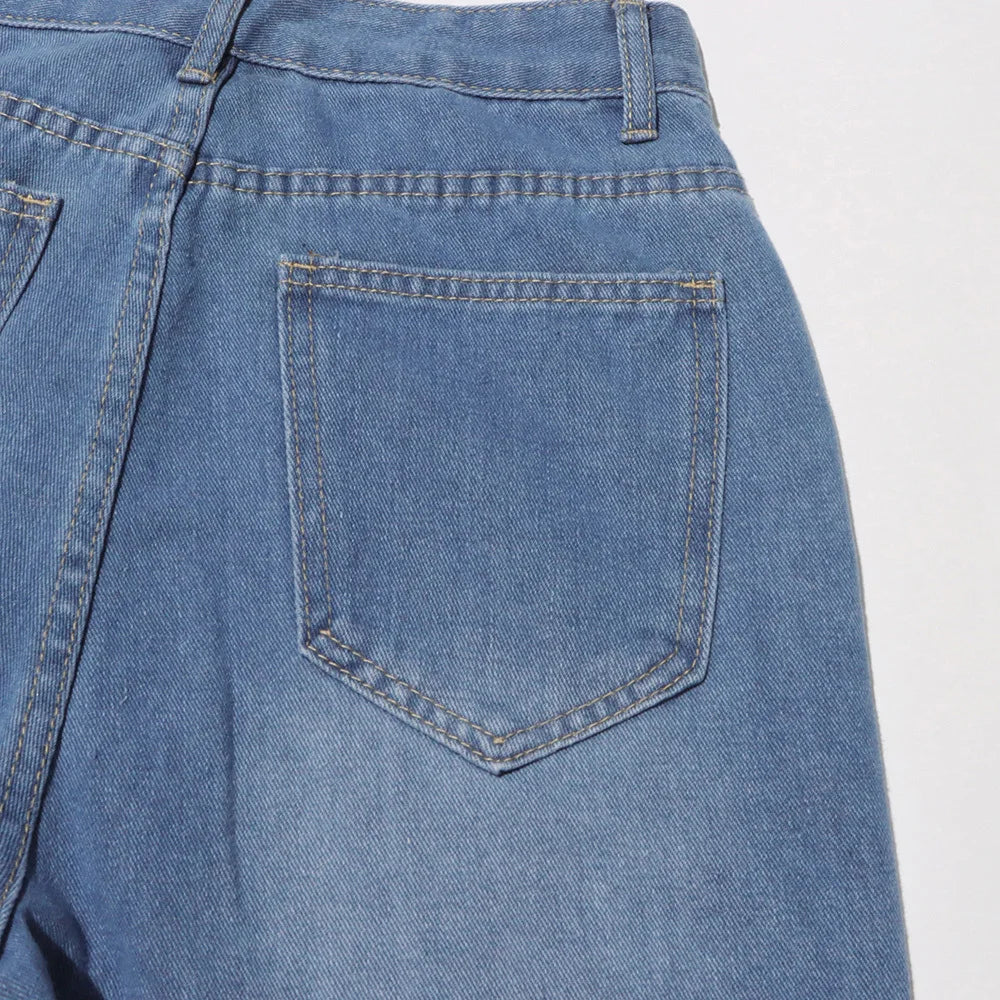 TWOTWINSTYLE Hollow Out Spliced Diamonds Loose Denim Pant For Women High Waist Patchwork Lace Casual Jeans Female Fashion Style