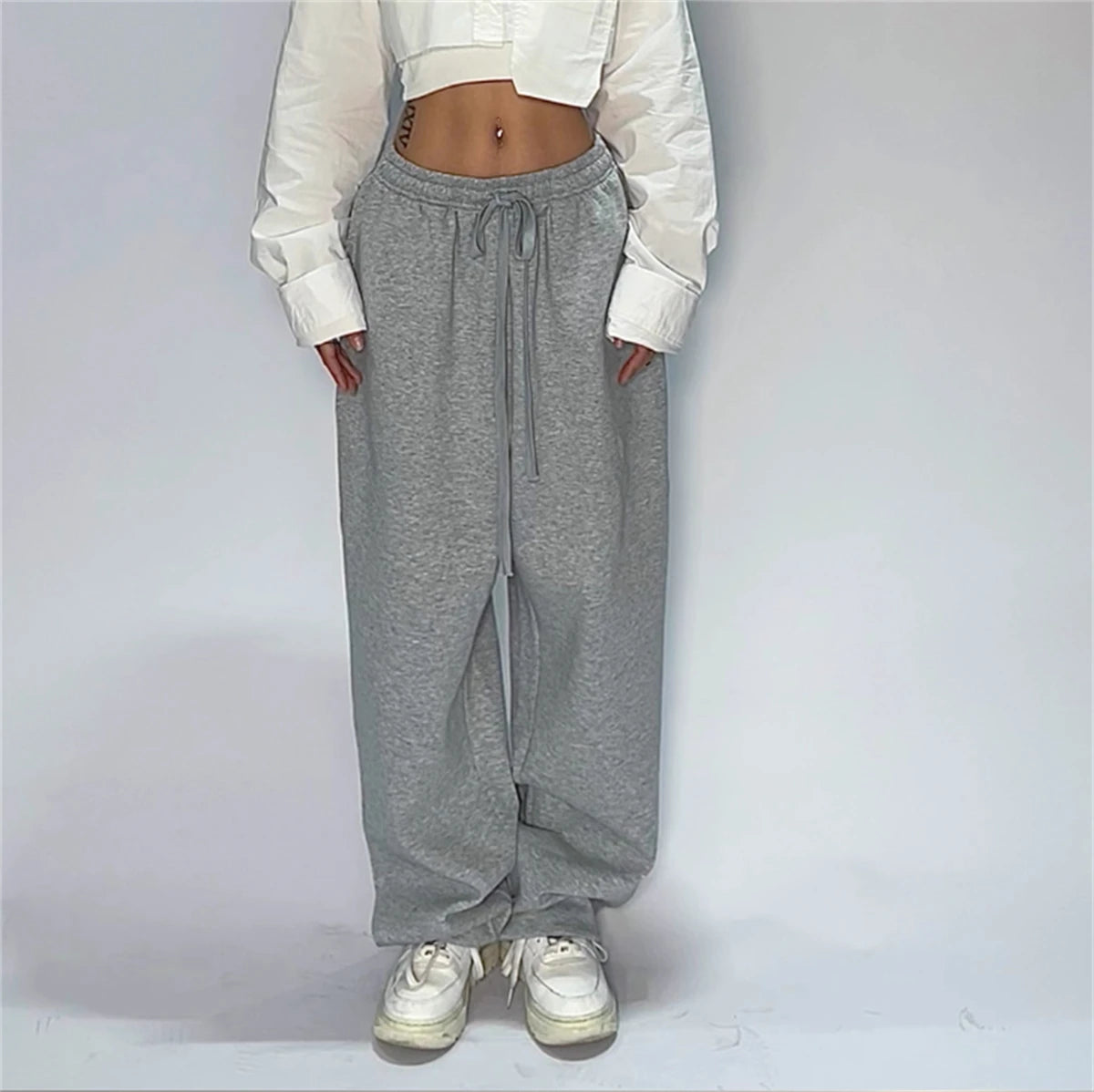 Women Harajuku Wide Leg Sweatpants 2025 Spring Fall Solid Fashion Sport Pant Female Casual Oversize Clothes Lady Baggy Trousers