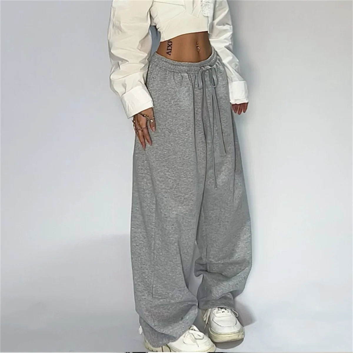 Women Harajuku Wide Leg Sweatpants 2025 Spring Fall Solid Fashion Sport Pant Female Casual Oversize Clothes Lady Baggy Trousers